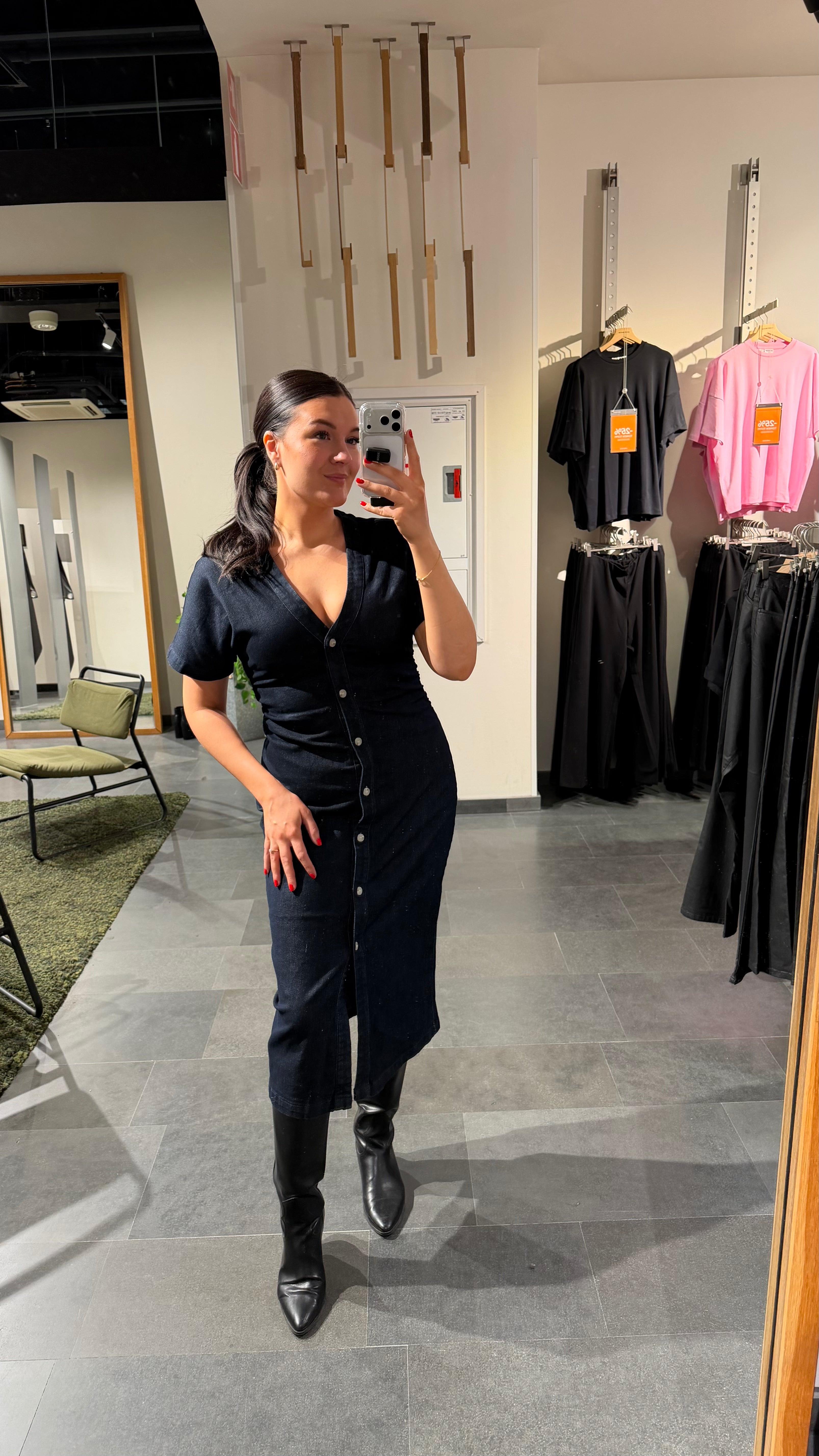 VMSANNI Long Dress - Dark Blue Denim